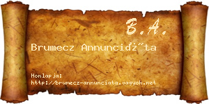 Brumecz Annunciáta névjegykártya